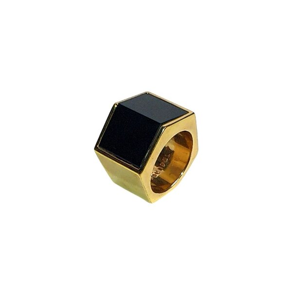 Henri Bendel Luxe Hex Semi Precious Ring Rose Gold-Plated Brass With Black Onyx - Picture 5 of 5